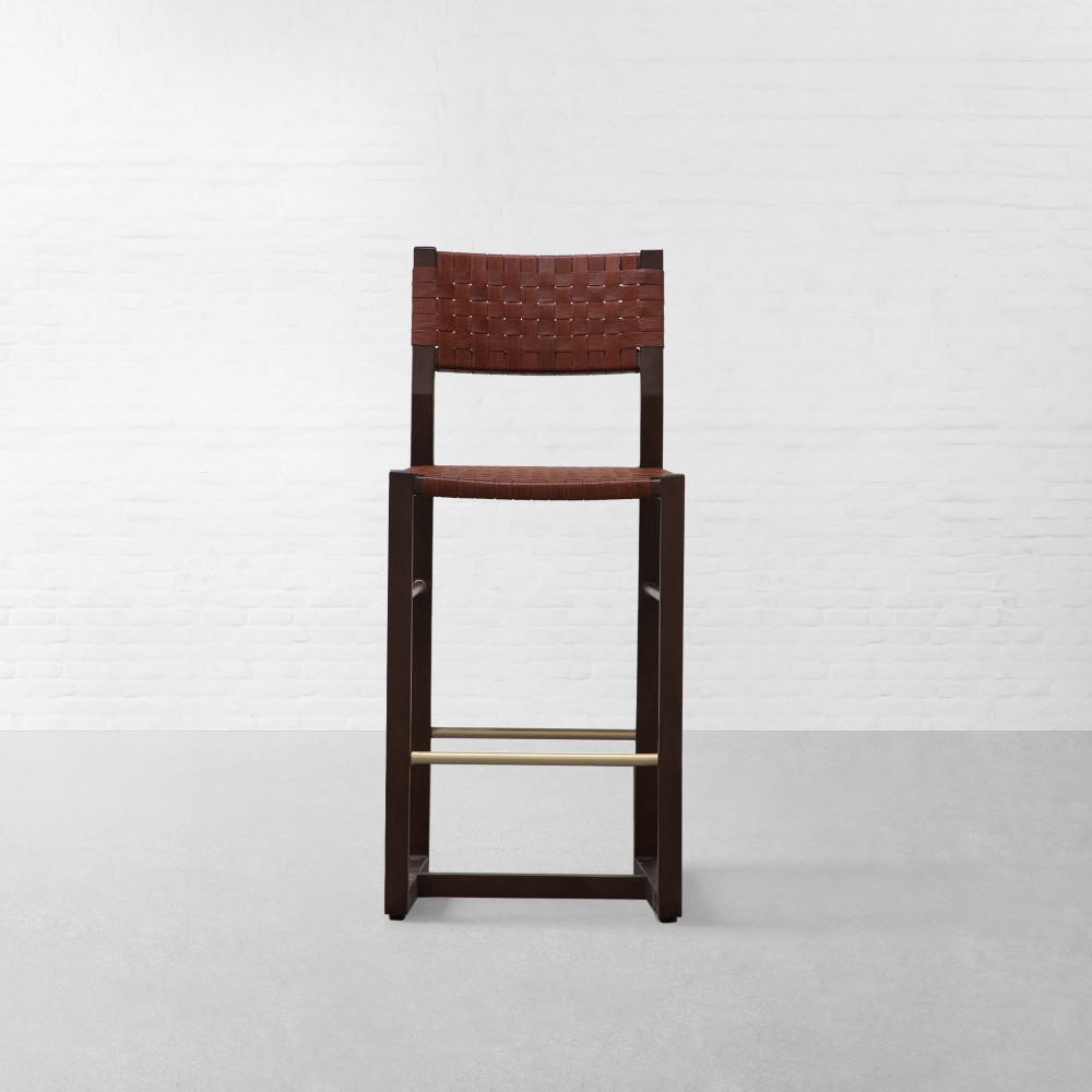 Cochin Woven Leather Bar Chair