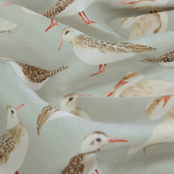 100% Linen Seagulls of Virgin Islands Sea Fabric (Horizontal Repeat)
