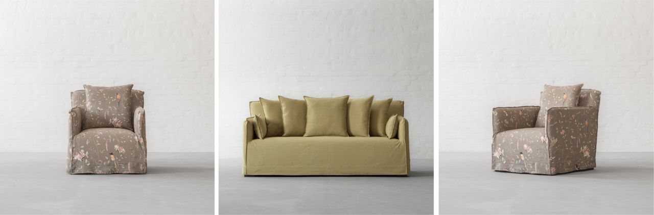 Barcelona Slipcover Sofa available in new upholsteries!