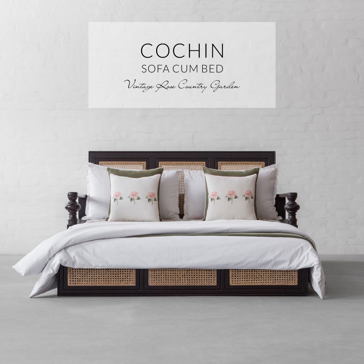 Our Sofa cum Bed now available in Vintage Rose Country Garden Fabric.