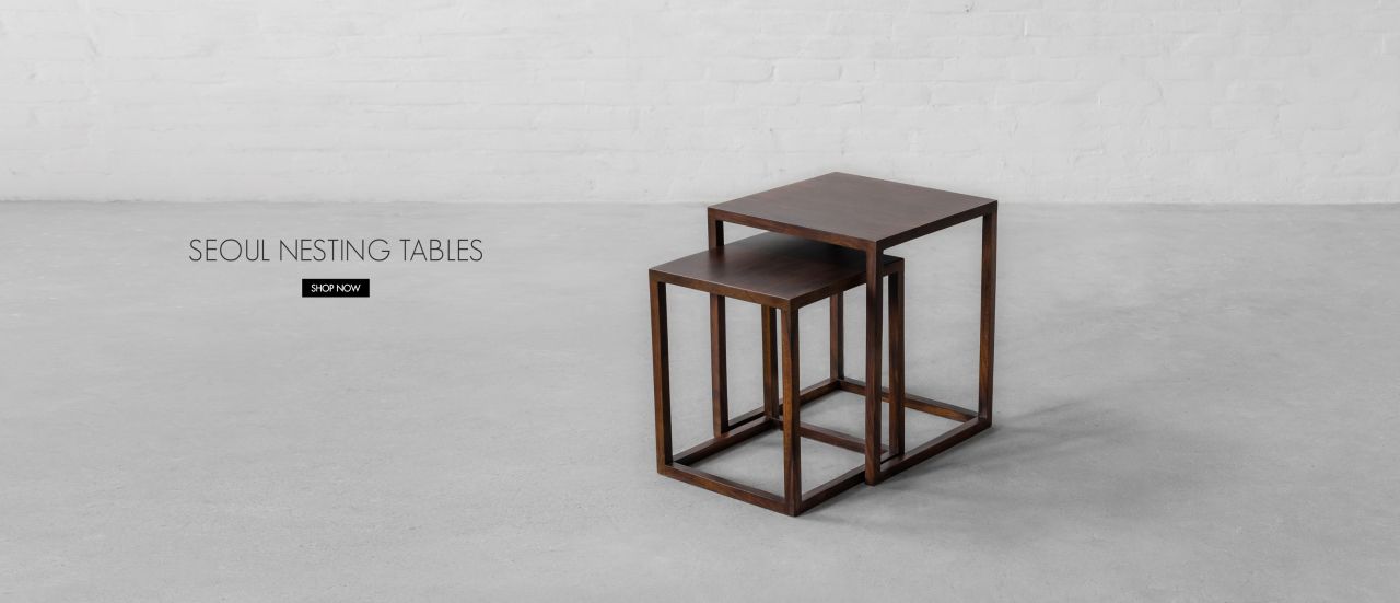 Lend Wooden Elegance with our New Nesting Tables.