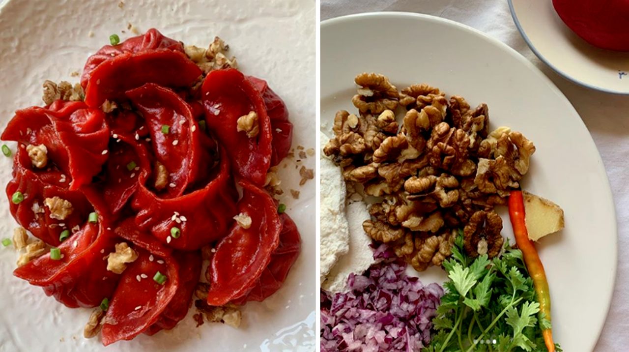 Walnut and Beetroot Dumplings