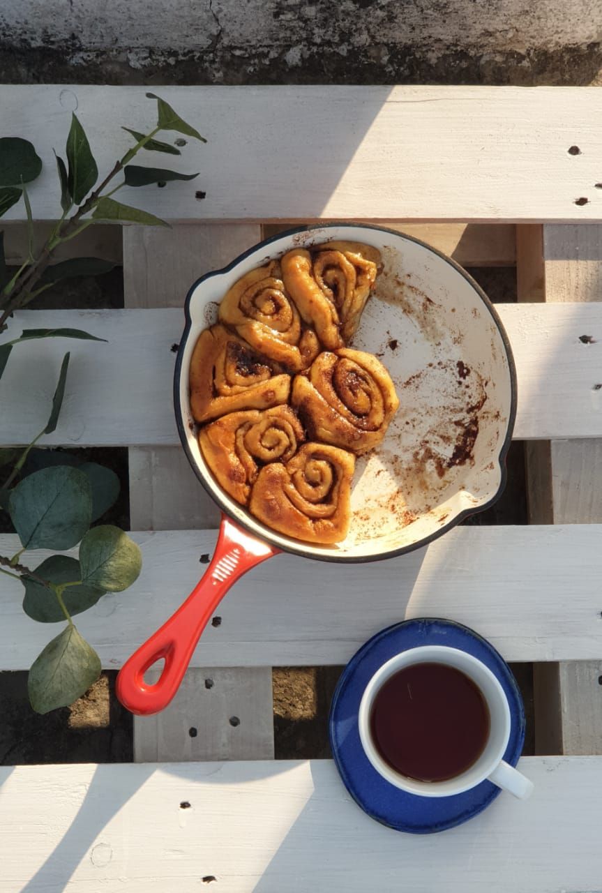 Overnight cinnamon Rolls ( eggless )