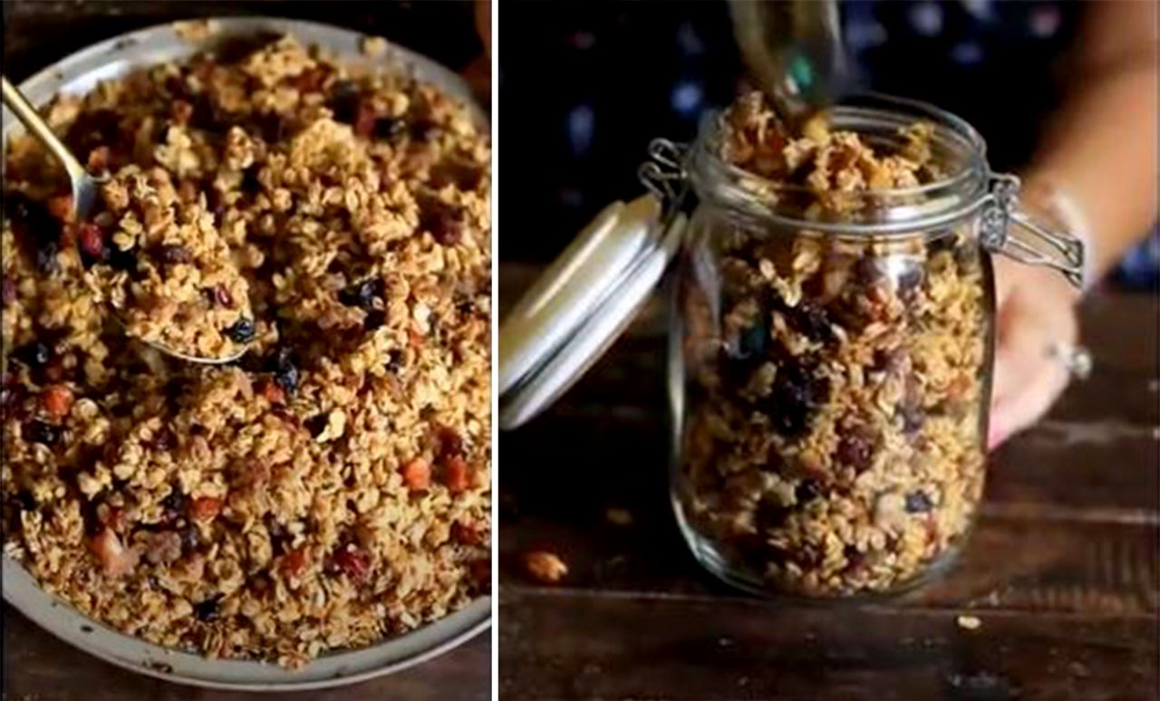 Homemade granola with berries