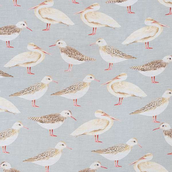 100% Linen Seagulls of Virgin Islands Sea Fabric Swatch 15cm x 15cm