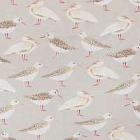 100% Linen Seagulls of Virgin Islands Shore Fabric Swatch 15cm x 15cm