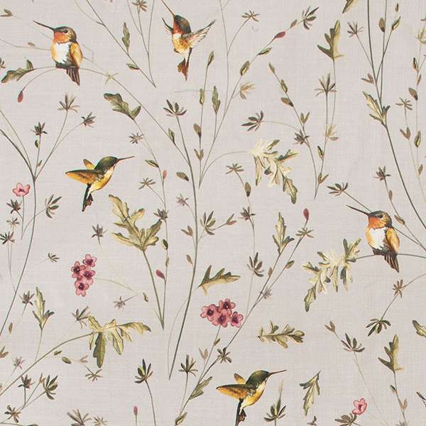 Anna’s Humming Bird in Clouds Cotton Linen Blend Fabric Swatch 15cm x 15cm