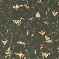 Anna’s Humming Bird in Deep Forest Cotton Linen Blend Fabric Swatch 15cm x 15cm