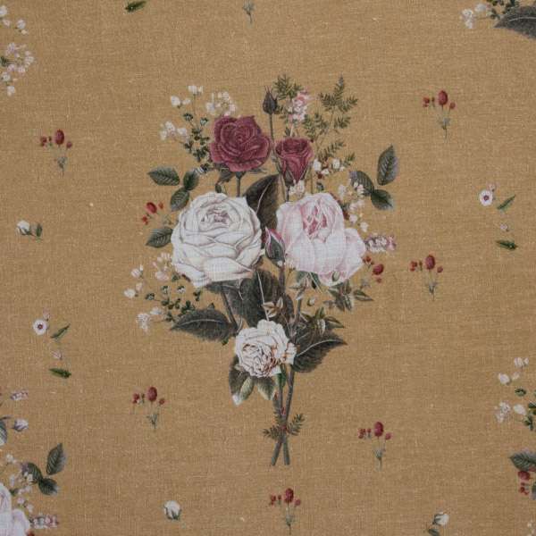 100% Linen Roses at Queen Mary’s Garden Fabric Swatch 15cm x 15 cm