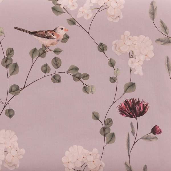 Chrysanthemums and Sparrows - Wallpaper Swatch 7&quot; x 10&quot;