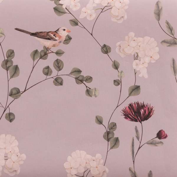 Chrysanthemums and Sparrows - Wallpaper Swatch 7" x 10"