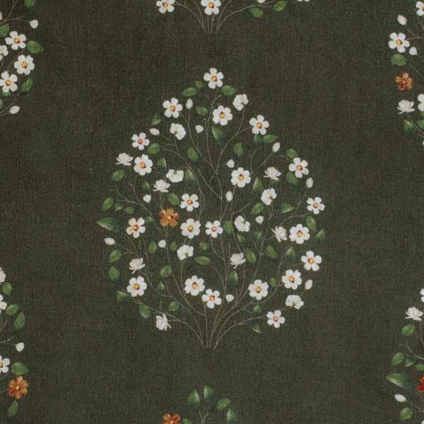 100% Linen Jasmine Bagh Meadows Fabric Swatch 15cm x 15cm