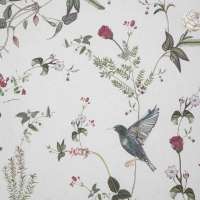 100% Linen Starlings at the Rose Garden Day - Wallpaper Swatch 7&quot; x 10&quot;