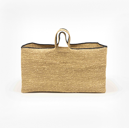 Natural Seagrass Magazine Holder-Sand &amp; Charcoal