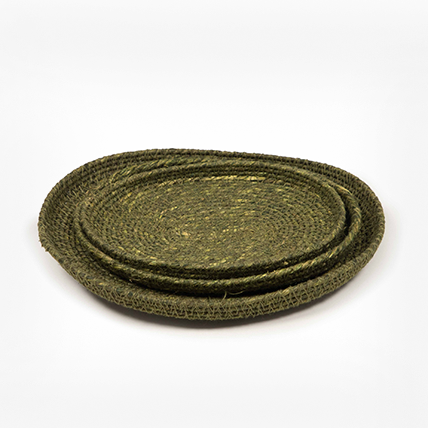Seagrass Decorative Tray Set - Olive