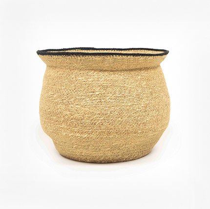 Big Bowl Seagrass Planter-Sand &amp; Charcoal