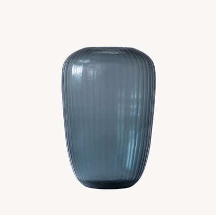 Murano Stripes Curved Glass Vase-Teal