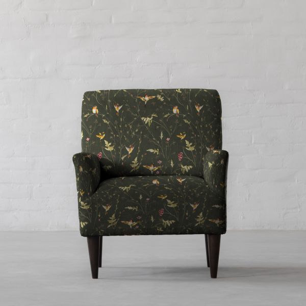 Anna’s Humming Bird in Deep Forest Cotton Linen Blend Fabric Swatch 15cm x 15cm