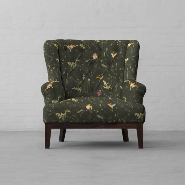 Anna’s Humming Bird in Deep Forest Cotton Linen Blend