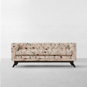 Chrysanthemums & Sparrows Shore Cotton Linen Blend