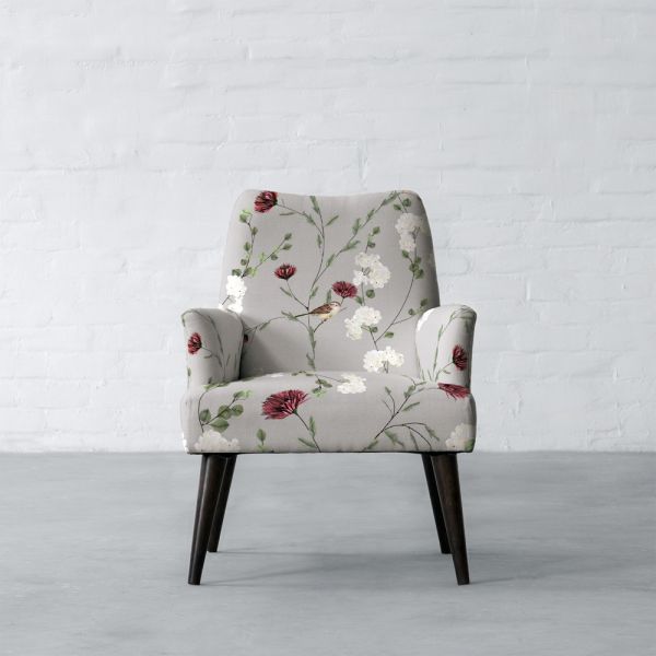 Chrysanthemums and Sparrows Breeze Cotton Linen Blend