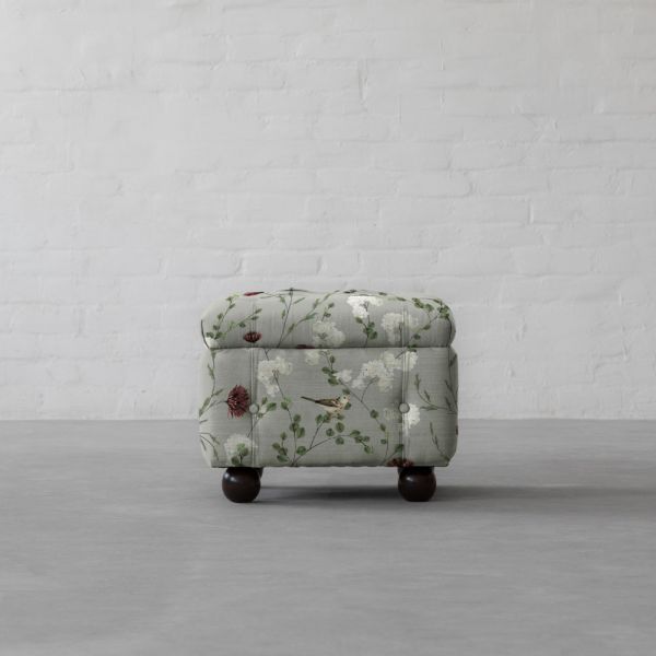 Chrysanthemums and Sparrows Breeze Cotton Linen Blend