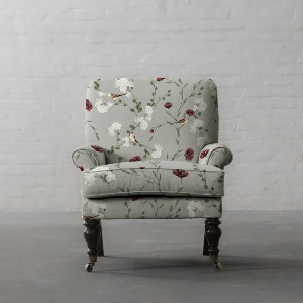 Chrysanthemums and Sparrows Breeze Cotton Linen Blend