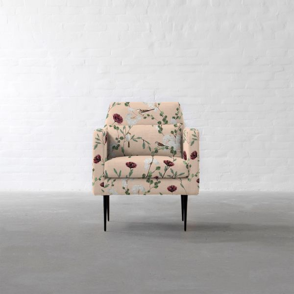 Chrysanthemums & Sparrows Shore Cotton Linen Blend