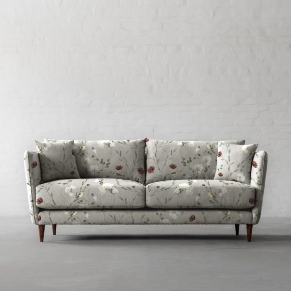 Chrysanthemums and Sparrows Breeze Cotton Linen Blend