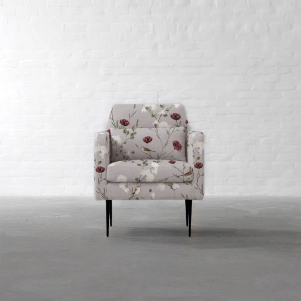 Chrysanthemums and Sparrows Breeze Cotton Linen Blend