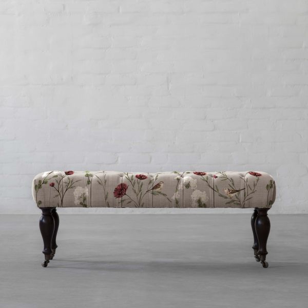 Chrysanthemums and Sparrows Breeze Cotton Linen Blend
