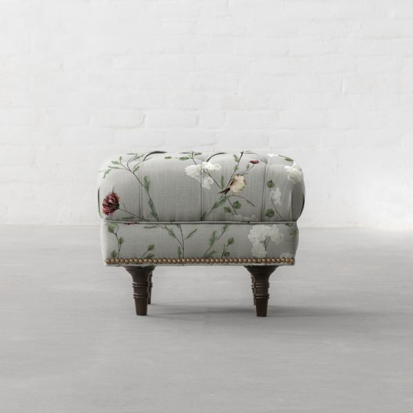 Chrysanthemums and Sparrows Breeze Cotton Linen Blend
