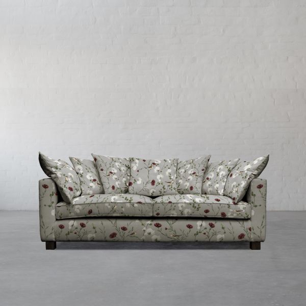 Chrysanthemums and Sparrows Breeze Cotton Linen Blend