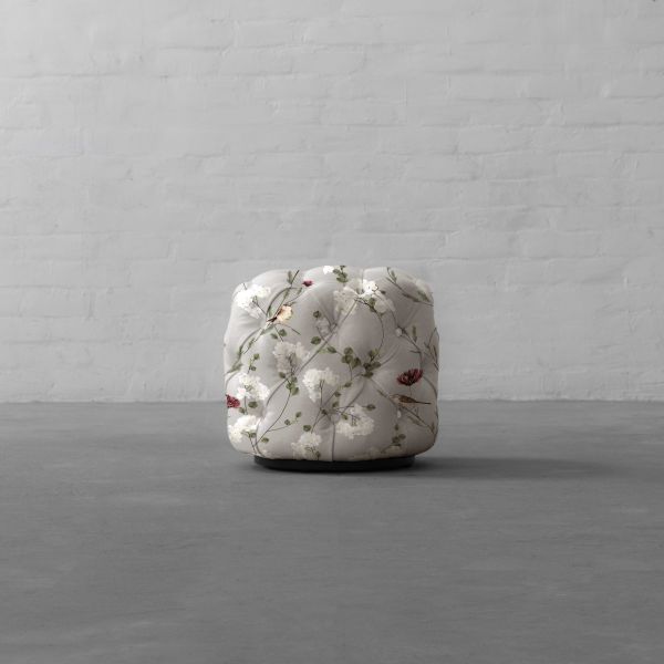 Chrysanthemums and Sparrows Breeze Cotton Linen Blend