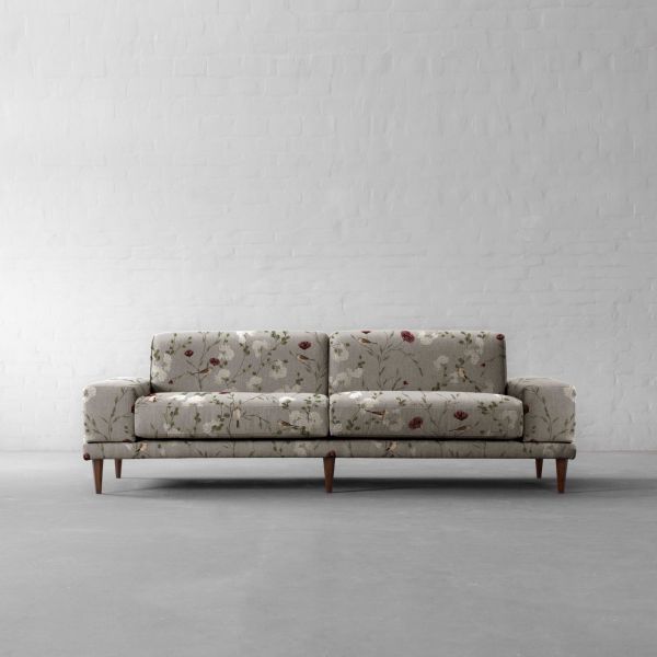 Chrysanthemums and Sparrows Breeze Cotton Linen Blend