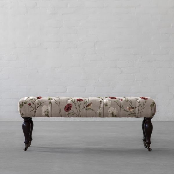 Chrysanthemums and Sparrows Breeze Cotton Linen Blend