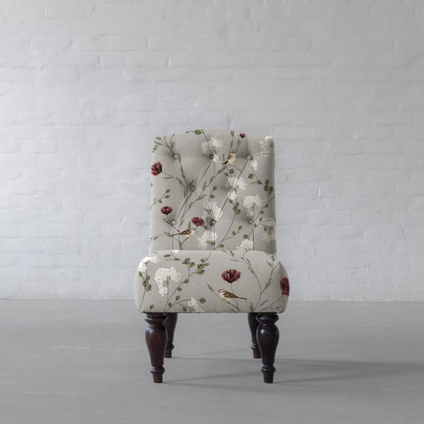 Chrysanthemums and Sparrows Breeze Cotton Linen Blend