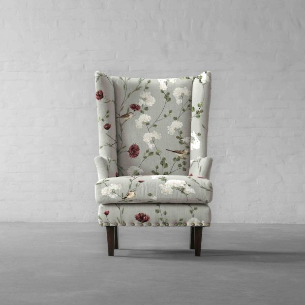 Chrysanthemums and Sparrows Breeze Cotton Linen Blend