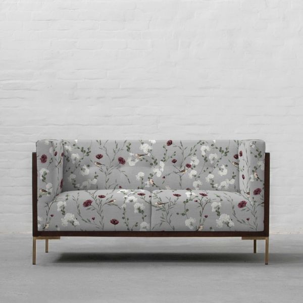 Chrysanthemums and Sparrows Breeze Cotton Linen Blend