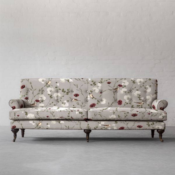 Chrysanthemums and Sparrows Breeze Cotton Linen Blend