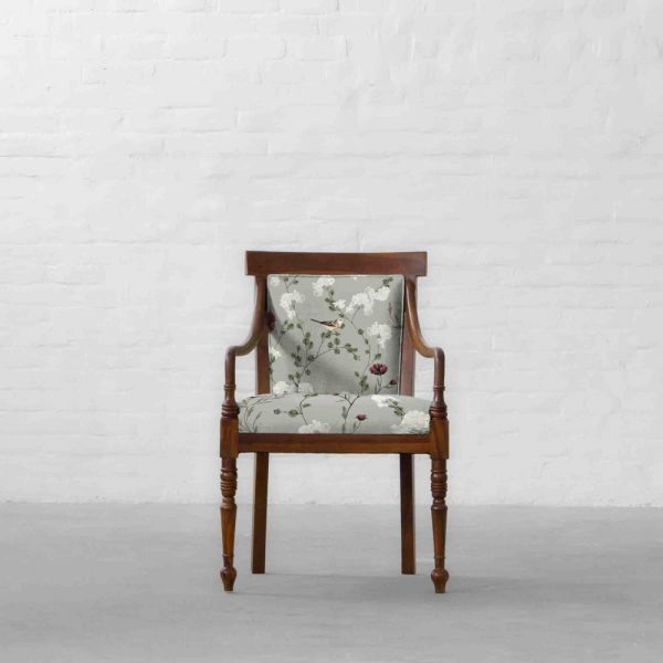 Chrysanthemums and Sparrows Breeze Cotton Linen Blend