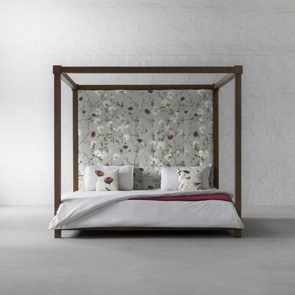 Chrysanthemums and Sparrows Breeze Cotton Linen Blend