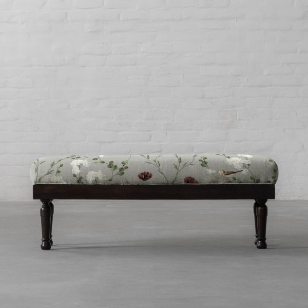 Chrysanthemums and Sparrows Breeze Cotton Linen Blend