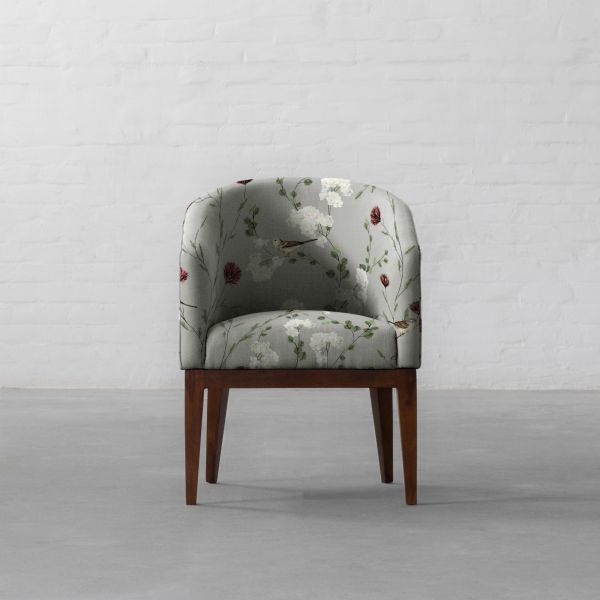 Chrysanthemums and Sparrows Breeze Cotton Linen Blend