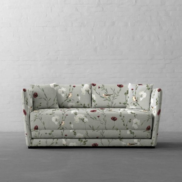 Chrysanthemums and Sparrows Breeze Cotton Linen Blend