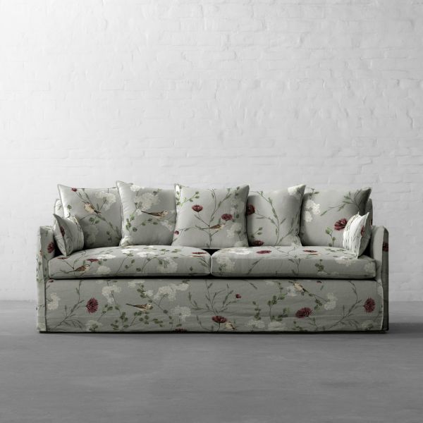 Chrysanthemums and Sparrows Breeze Cotton Linen Blend