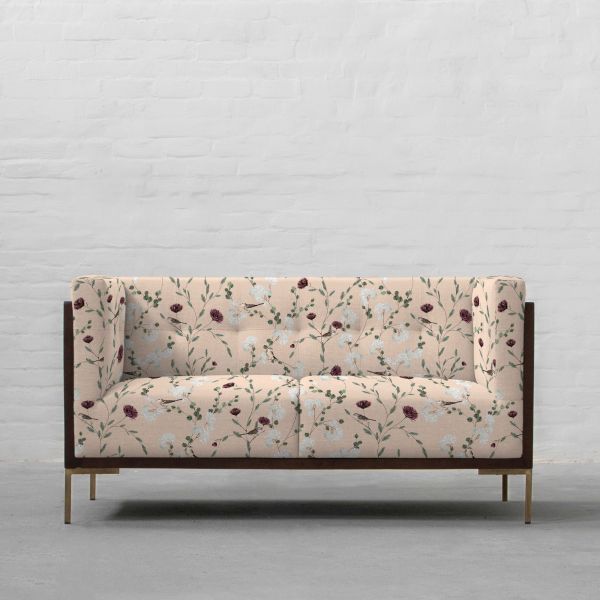 Chrysanthemums & Sparrows Shore Cotton Linen Blend