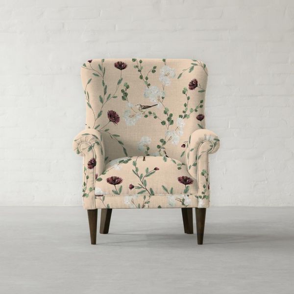 Chrysanthemums & Sparrows Shore Cotton Linen Blend
