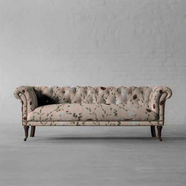 Chrysanthemums & Sparrows Shore Cotton Linen Blend