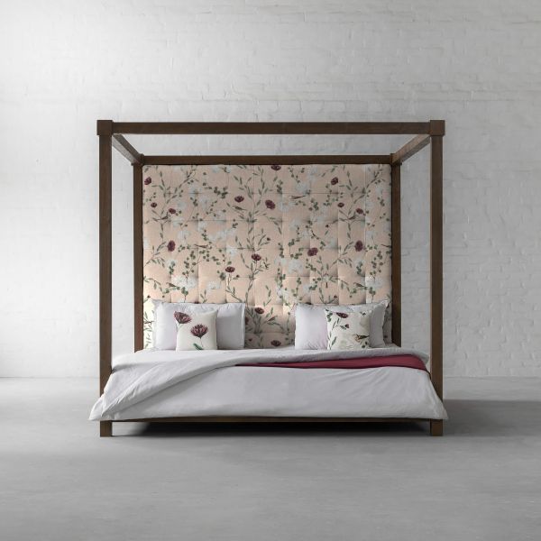 Chrysanthemums & Sparrows Shore Cotton Linen Blend